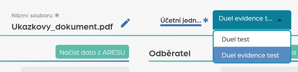 Přejmenování a změna účetní jednotky