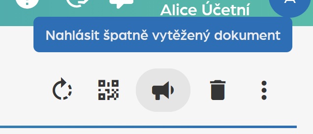 Nahlásit špatně vytěžený dokument