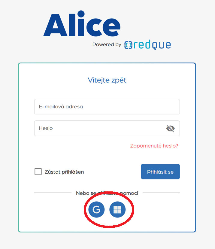 Přihlášení pomocí účtů Microsoft a Google