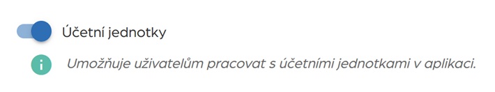 Zapnout účetní jednotky