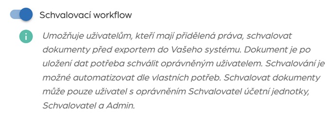 Zapnout schvalovací workflow