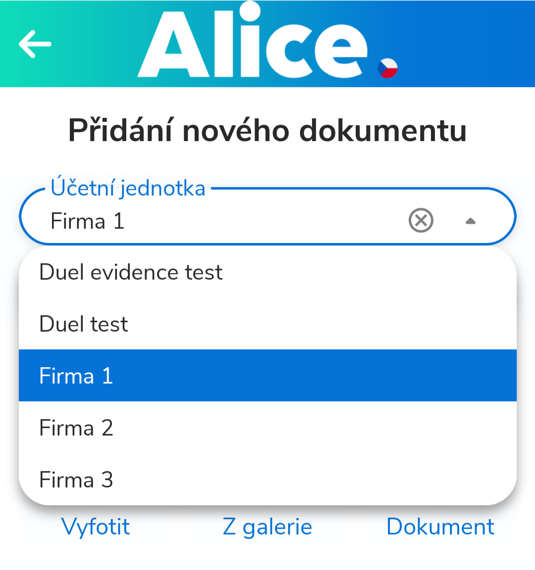 Zvolit účetní jednotku