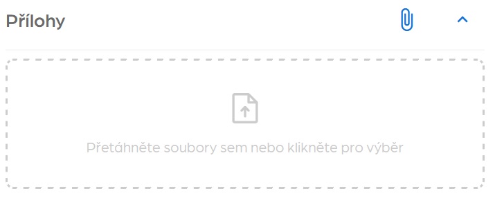 Okno pro práci s přílohami