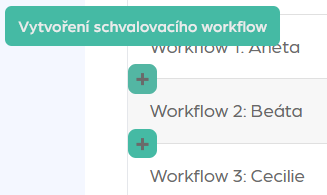 Přidat workflow doprostřed seznamu
