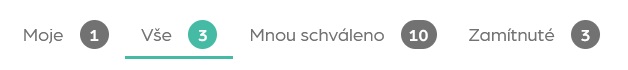 Záložky v přehledu dokumentů ke schválení